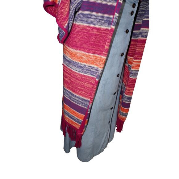 Wrangler Retro Striped Fringe Kimono Cardigan S/M – Boho Southwestern Open Front - Picture 4 of 11